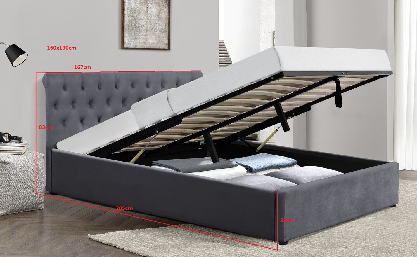Plywood Upholstered Tufted Storage Bed