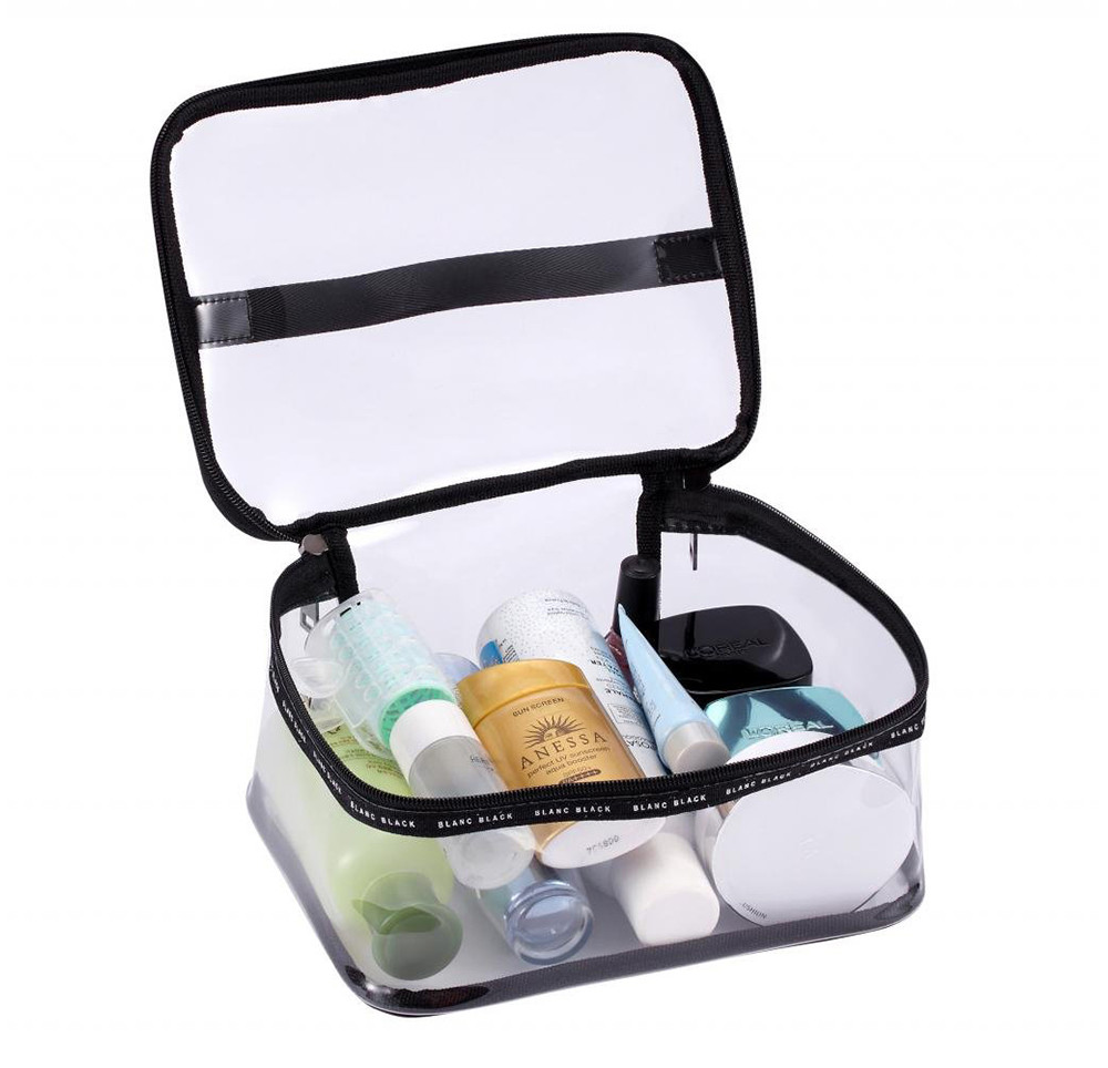 Double Zipper Transparent PVC Cosmetic Bag For Travel