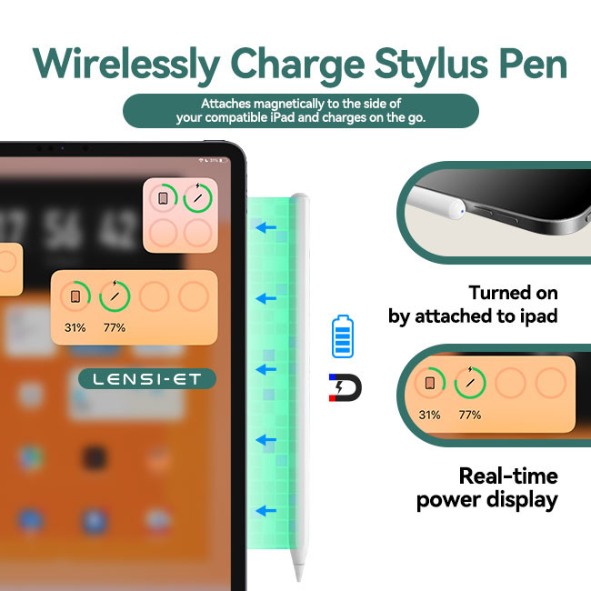 Wireless Charging White Stylus Pen Palm Rejection Magnetic