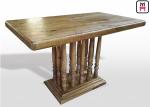 Vintage Rectangle Restaurant Dining Table With Rustic Solid Wood Roman Column