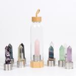 Wellness Healing Gemstone Glass Bottles For Water Storage , Infused Rose Quartz