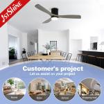 Flush Mount Ceiling Fan 52 Inch Metal Wood Modern Loft Decorative with Remote