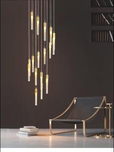 Wholesale LED Patch Bulb Modern Long Crystal Rod Pendant Lamp For Luxurious Design In Living Room Dining Room Or Staircase from china suppliers