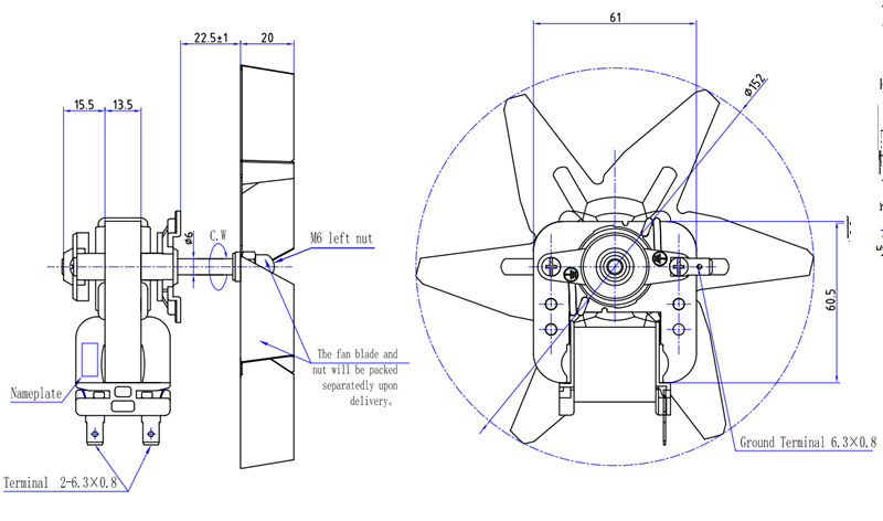 Stand Oven Fan Motors YJ61-14 25W 60HZ Asynchronous Electric Motor