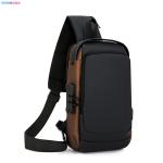Stylish Oxford Cloth Men's Crossbody Sling Bag with USB Port and Waterproof