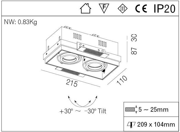 Recessed Gu5.3 Housing Down Light Fitting Halogen Trimless adjustable Downlight IP20 Garment Recessed Light