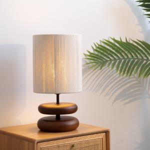 Wholesale Wabi-sabi style solid wood desk lamp creative walnut wood bedroom table lamp from china suppliers