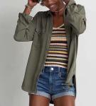 Olive 100% Tencel Ladies Long Sleeves Shirts Washed Soft Touch