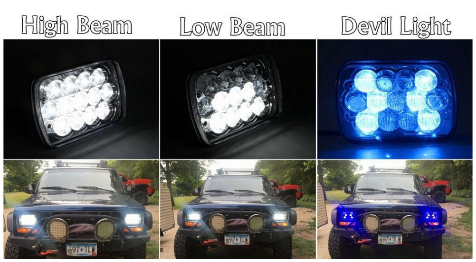 Latest Released High/Low Beam 65W IP68 Square 5D LED Headlight/Chrome for Off-road/LED Work Light