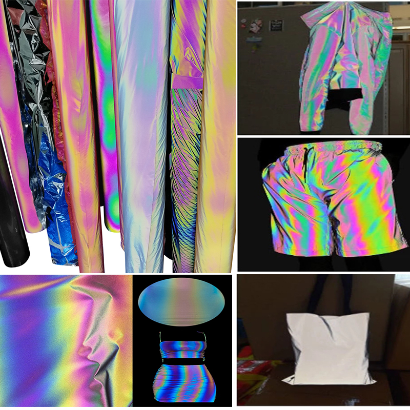 1.37m*100m Clothes Soft Rainbow Reflective Fabric