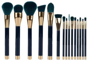 Wholesale 15 Pieces Popular Makeup Brushes Made Of Three Color Nylon Hair And Gold Aluminum from china suppliers