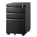 Black Steel Office Furniture 3 Drawer File Cabinet With Wheels