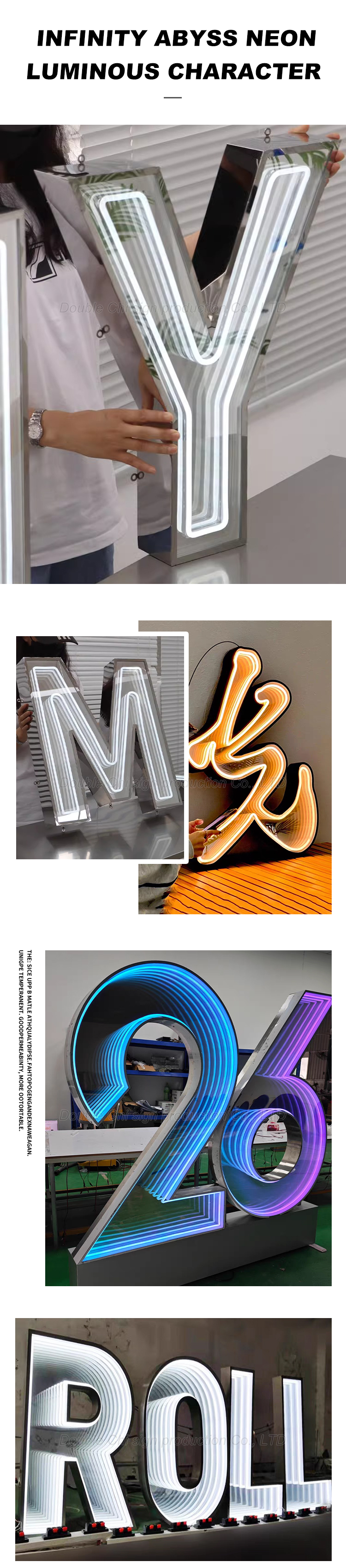 Mini Luminous Character 3D Billboards Infinity Mirror LED Letters with Wireless Channel