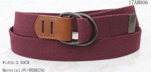 Wholesale Red Webbing Tape Boys Web Belt , 3.5cm Width Metal Tip Double D Rings Belt from china suppliers