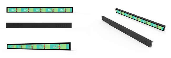 Touch Screen Stretched Bar LCD Display Supermarket Banner Advertising Media Player Strip