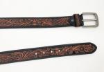 Vintage Cowhide Genuine Leather Belts / Men's Western Tooled Embossed Leather