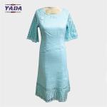 Newest vintage half sleeves polyester long europe women's slim fit dress cheap