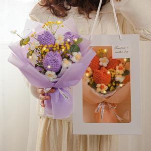 Wholesale 30x35cm Knited Pile Handmade Tulip Yarn Bouquet Great Mother's Day Present from china suppliers