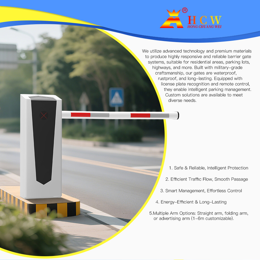 HCW Automatic Security Electric Gate Lpr Parking Gate System Flood Barrier With Led Light