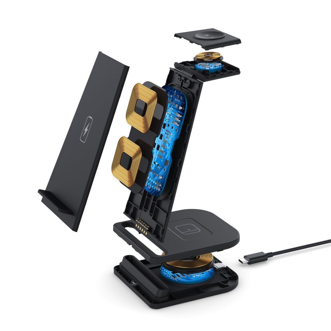 ABS 35W 6mm 3 In 1 QI Usb C Phone Charging Dock