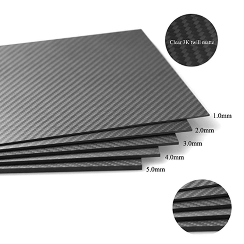 3K Carbon Fiber Plate Plain Twill Weave Matt / Glossy Surface Carbon Fiber Panel Sheet