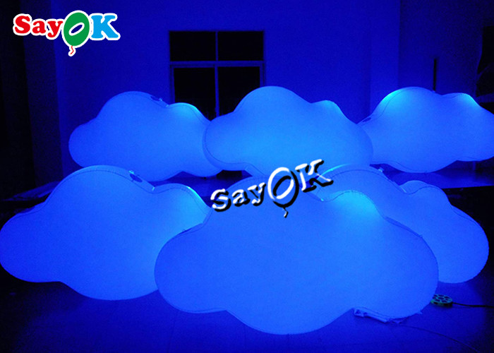 3m 10ft Custom Inflatable Products Ceiling Hanging PVC Cloud Balloon With LED Lights