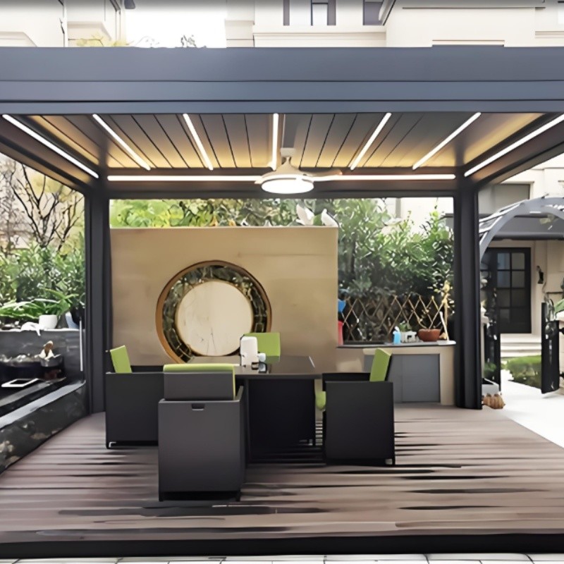 Outdoor Space Durable Aluminum Louvered Pergola Clear Roof Freestanding Installation