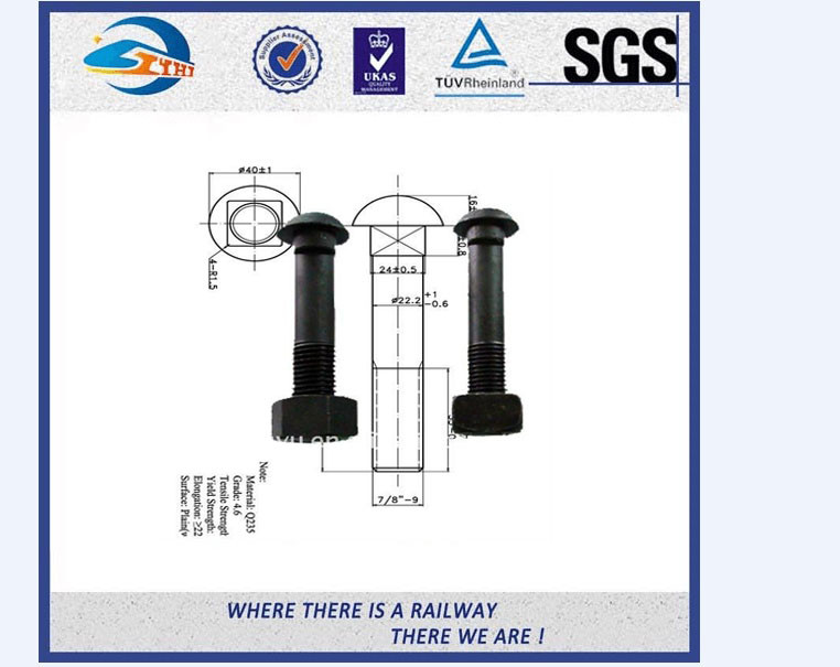 High Tensile Railway Bolt And Nut Grade 10.9 For Minging Rail