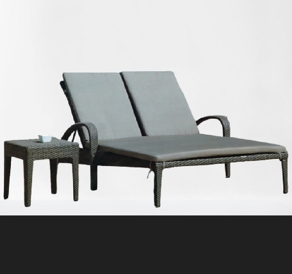 Hotel beach resort swimming pool furniture outdoor twin sun bed lounger outdoor plastic lounge chair luxury---6241