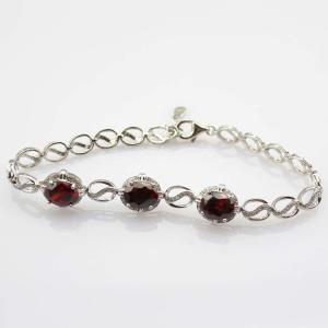 Wholesale 925 Sterling Silver Created Garnet CZ Diamonds Link Tennis Bracelet (H10) from china suppliers