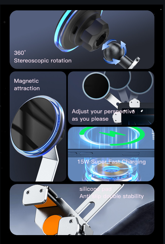 Effortless Charging Magnetic Wireless Charging Stand For Cars With Unique Design And Strong Magnetic Attraction