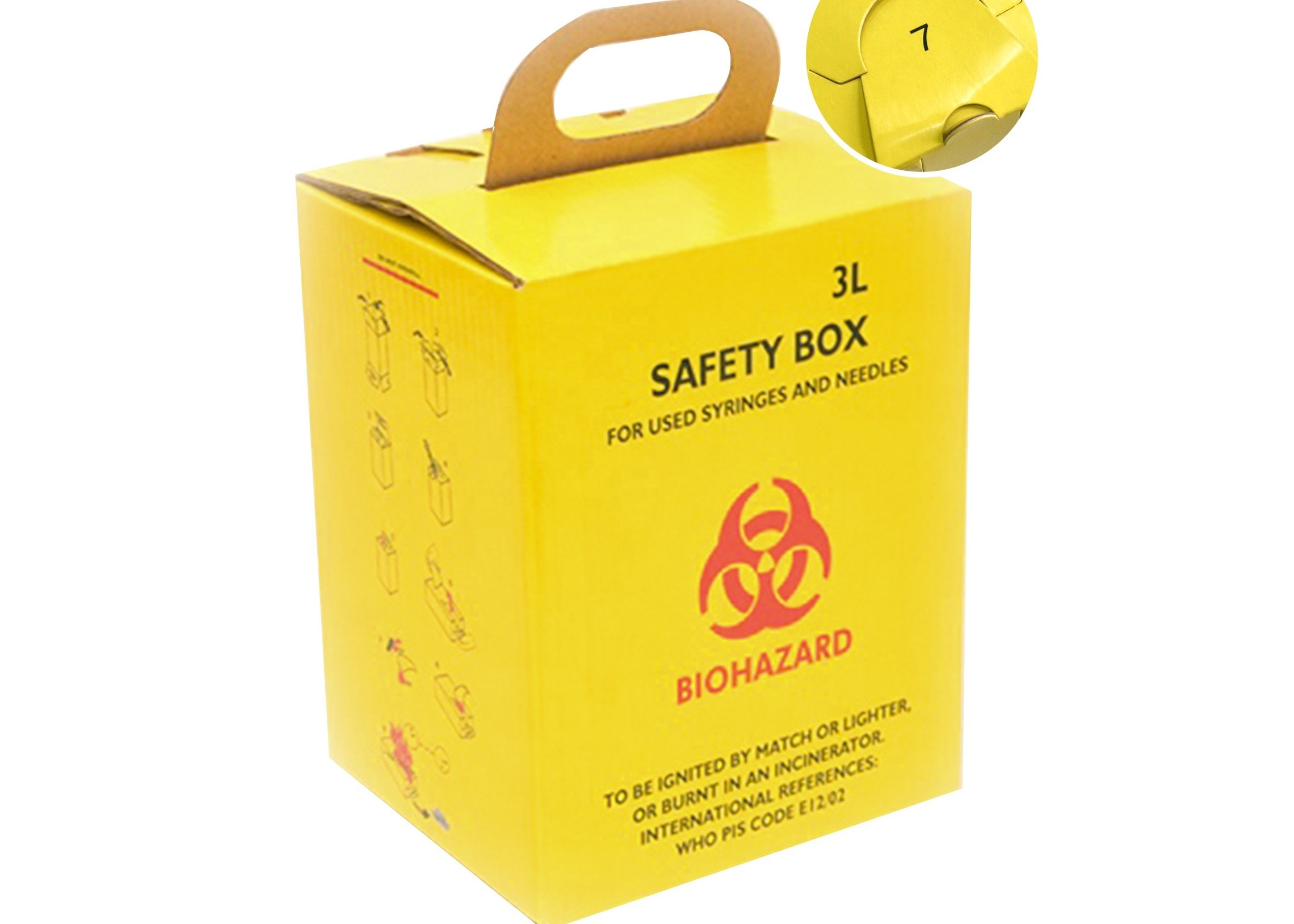 Disposable 5L Hospital Medical Sharps Box With Superior Safety Design
