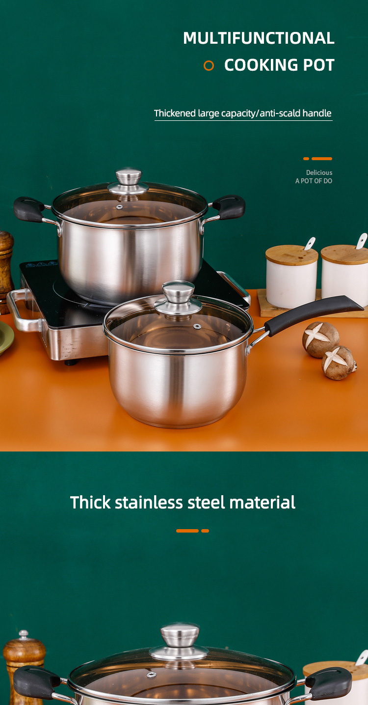 Wholesale Top Seller Double Bottom Induction Stew Pot Shabu Pot Stainless Steel Cooking Stock Soup Pot