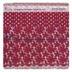 Red Nylon Corded Fashion Swiss Wedding Dress Lace Fabric , Embroidered
