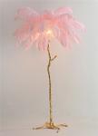 Brass Floor Stand 0.8 Meter Pink Ostrich Feather Lamp