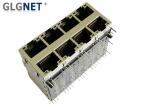 RoHS UL Stacked Magnetic Modular Jack 10G RJ45 2x4 Green Yellow LED