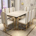 Luxury Stainless Steel Square Apartment Dining Table Assembly