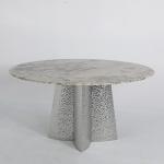 Stainless Steel Marble Dining Table 6 Seater Marble Look Dining Table