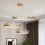 Dia40cm Dia60cm Copper Brass Leaf Pendant Chandelier Lights Tricolor Anti Rust