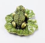 Bejewelled frog Home decoration box Alloy Hand painted crystal Frog metal