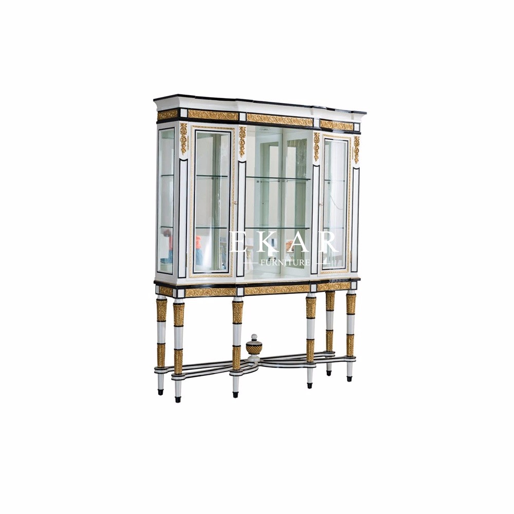 Living Room Home Office Wooden Bookcase With Glass Doors FLN-M-SG201