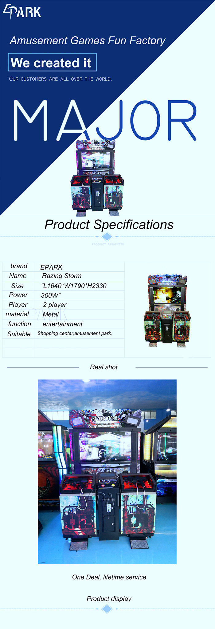Razing Storm Amusement Coin Operated Simulator Shooting Gun Game Machine Attractive