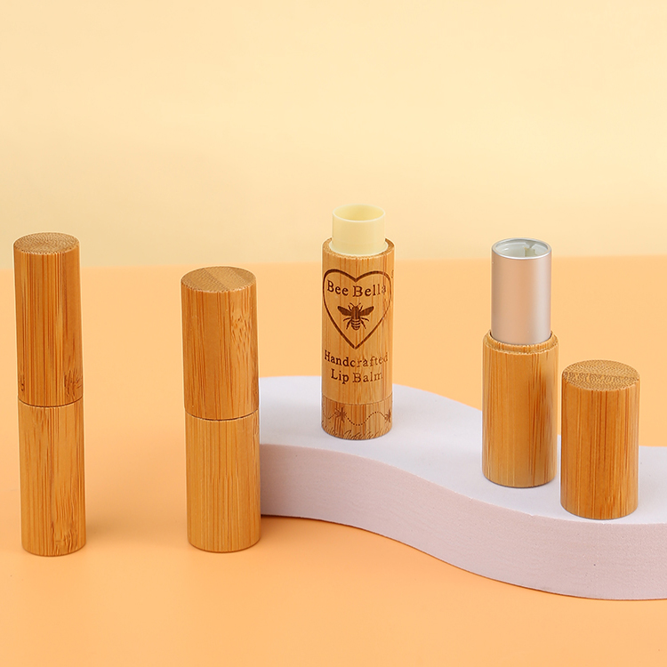 Custom Logo Bamboo Twist up Lipstick Tubes 5g Eco Friendly Empty Mini Unique Lip Balm Tube with Customized Accepted