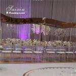 ZT-596 Saixin new wedding centerpiece large rectangle gold metal flower stands