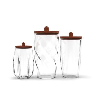 Wholesale 500ml 800ml Bamboo Lids Clear Glass Storage Jars 1L Glass Kitchen Canisters from china suppliers