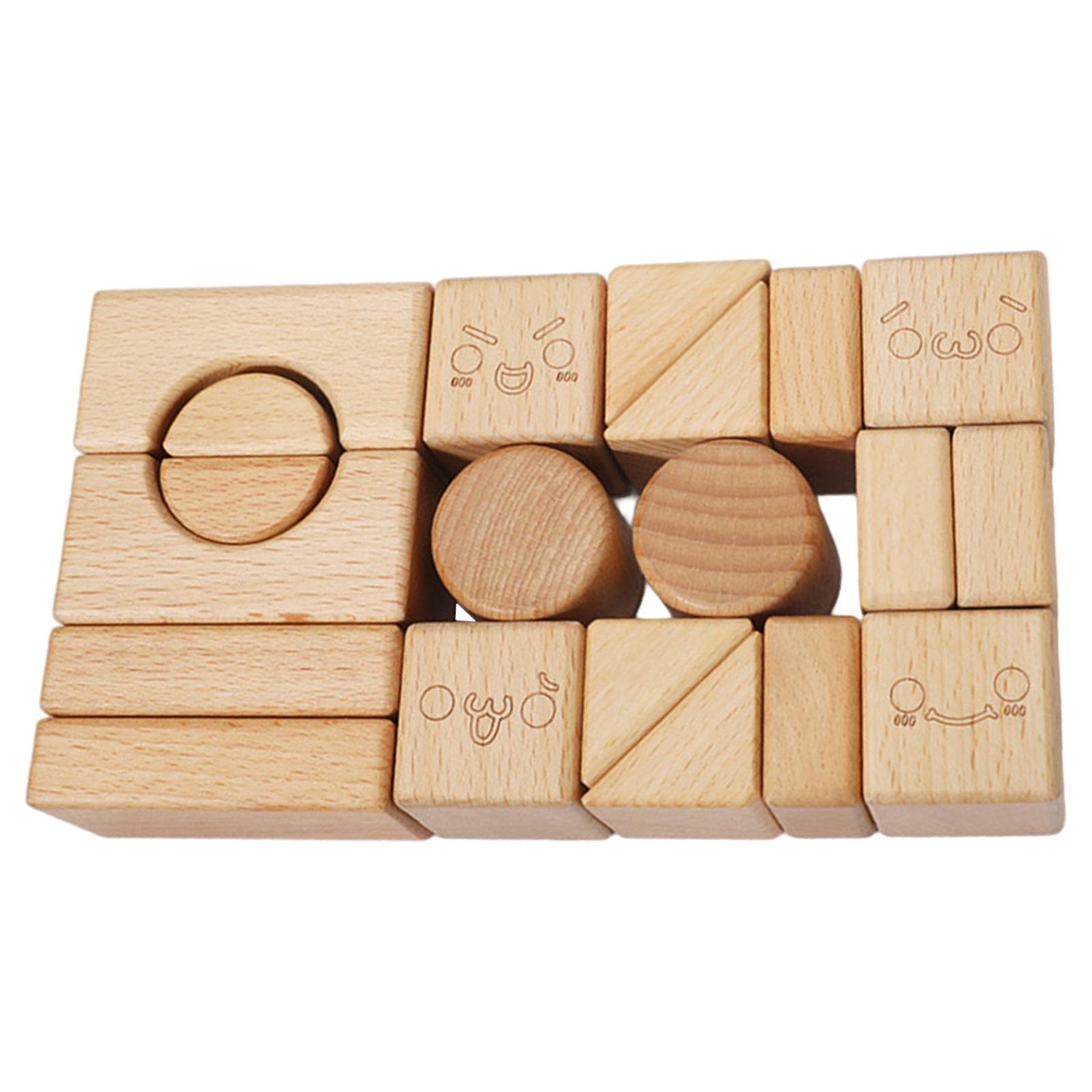 Solid Wood Stacking Block Toy Shape Cognition DIY Wood Block Kit for Kids Children