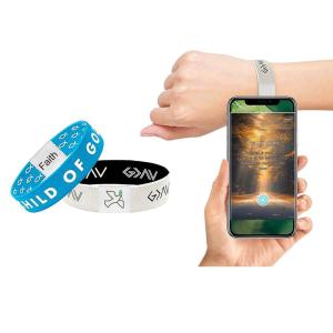 Wholesale Fabric Stretch Daily Bible Verse Bracelets With NFC RFID Fabric Elastic Wristbands from china suppliers