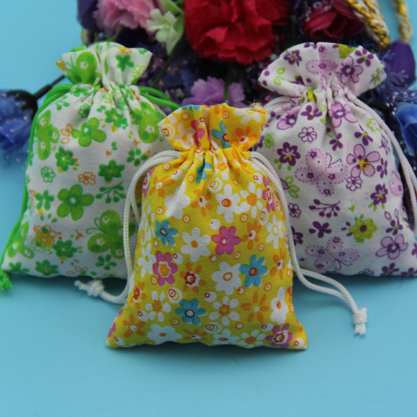 Drawstring Cloth Cotton Storage Bag With Linen Printed Logo Portable To Use