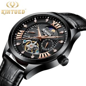 Wholesale Brand KINYUED Mechanical mens watch luxury luminous moon phase skeleton watch automatic mechanical watch from china suppliers