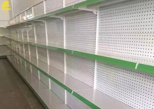 Holes Middle Back Panel Grocery Store Display Shelves Cream White Colour 1.4M